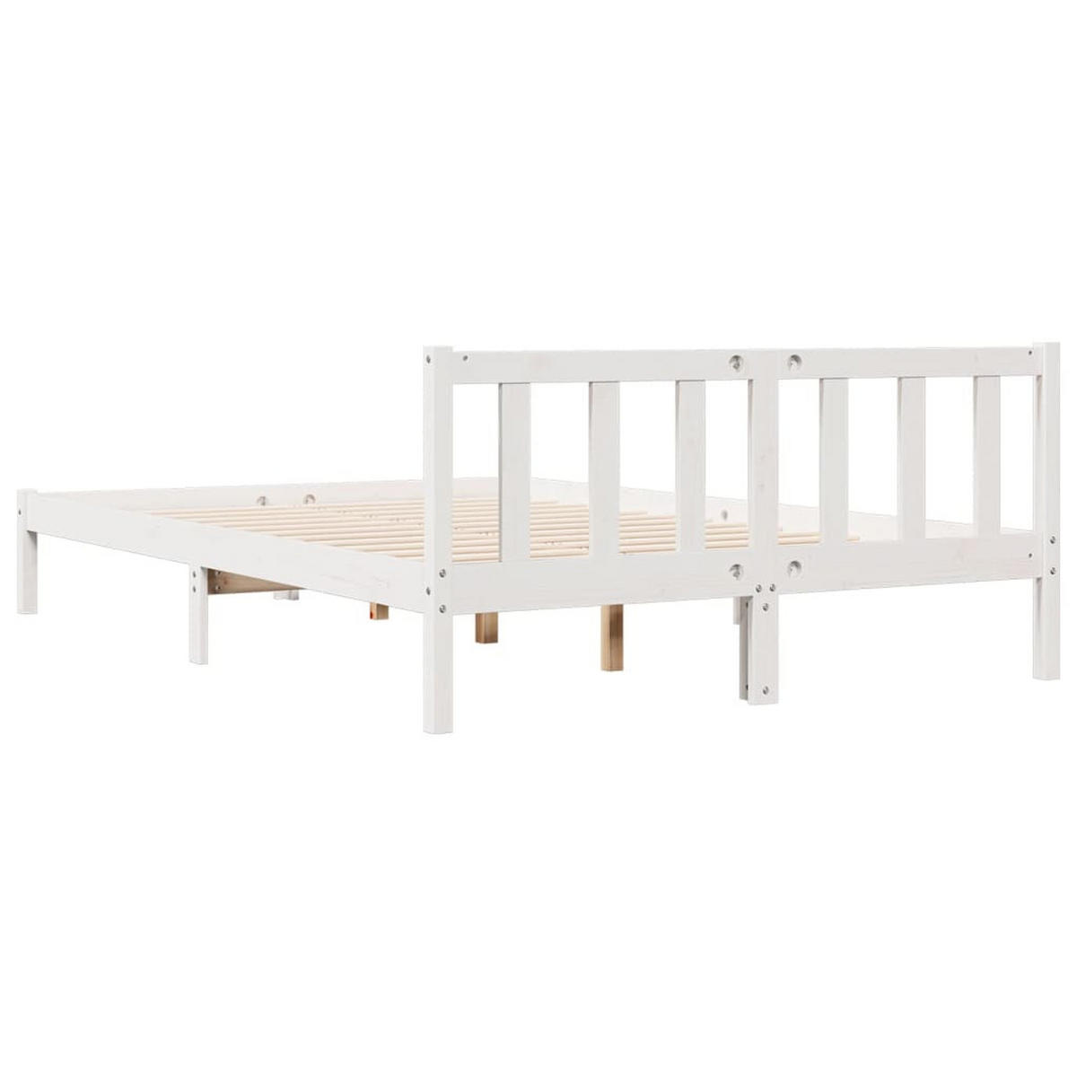 MASSIVHOLZBETT Extra Lang Ohne Matratze Weiss 140/220 Kieferholz - Weiß, Holz (140/220cm) - vidaXL