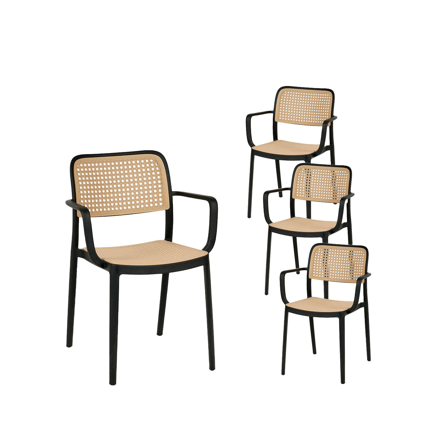 GARTENSTUHL Kaira Zweifarbig 57 cm x 81 cm 4er-Set - Multicolor, Kunststoff (57/81/54cm) - Klast Home