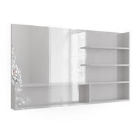 SPIEGELREGAL Weiß Hochglanz 119.8 x 70 cm mit offenen Fächern - Weiß Hochglanz, Holzwerkstoff (119.8/70/11cm) - Vicco