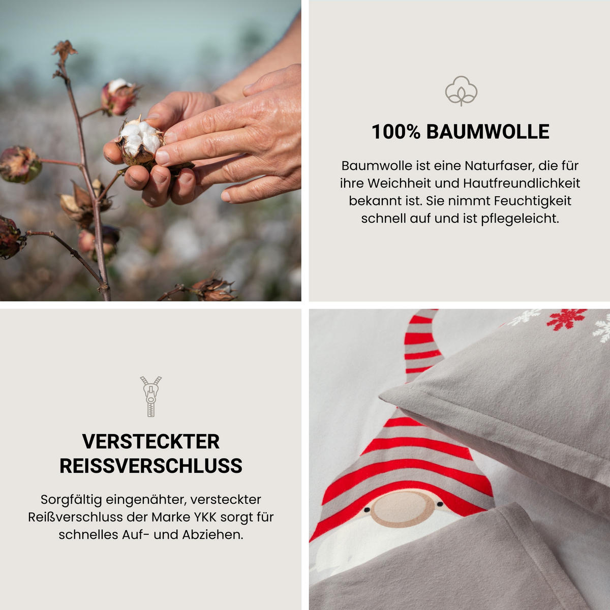 BETTWÄSCHESET Balduin - Feinbiber - 2-teilig - 135 x 200 cm - Grau - Grau, Textil (135/200cm) - SCHIESSER