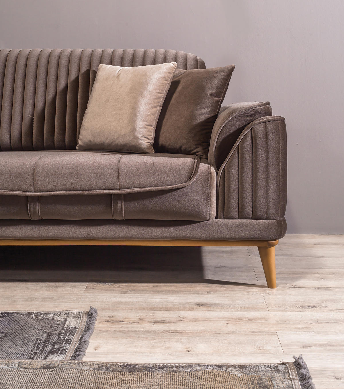 3 Sitzer SOFA Bond Samt Braun - Braun, Holz/Textil (230/85/100cm) - Villa Möbel