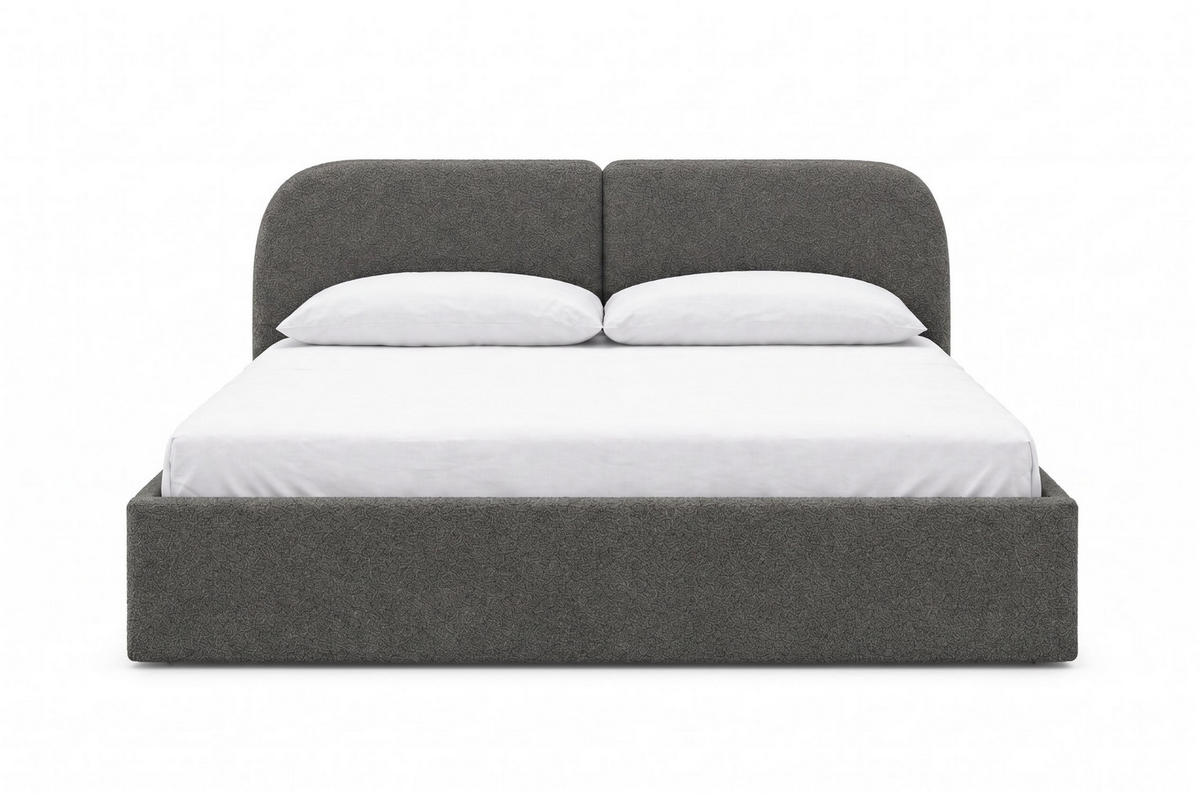 POLSTERBETT Sogno Grau 160x200 cm, mit Bettkasten und weichem Kopfteil, Bouclé - Grau, Holzwerkstoff/Textil (160/200cm) - Bettso