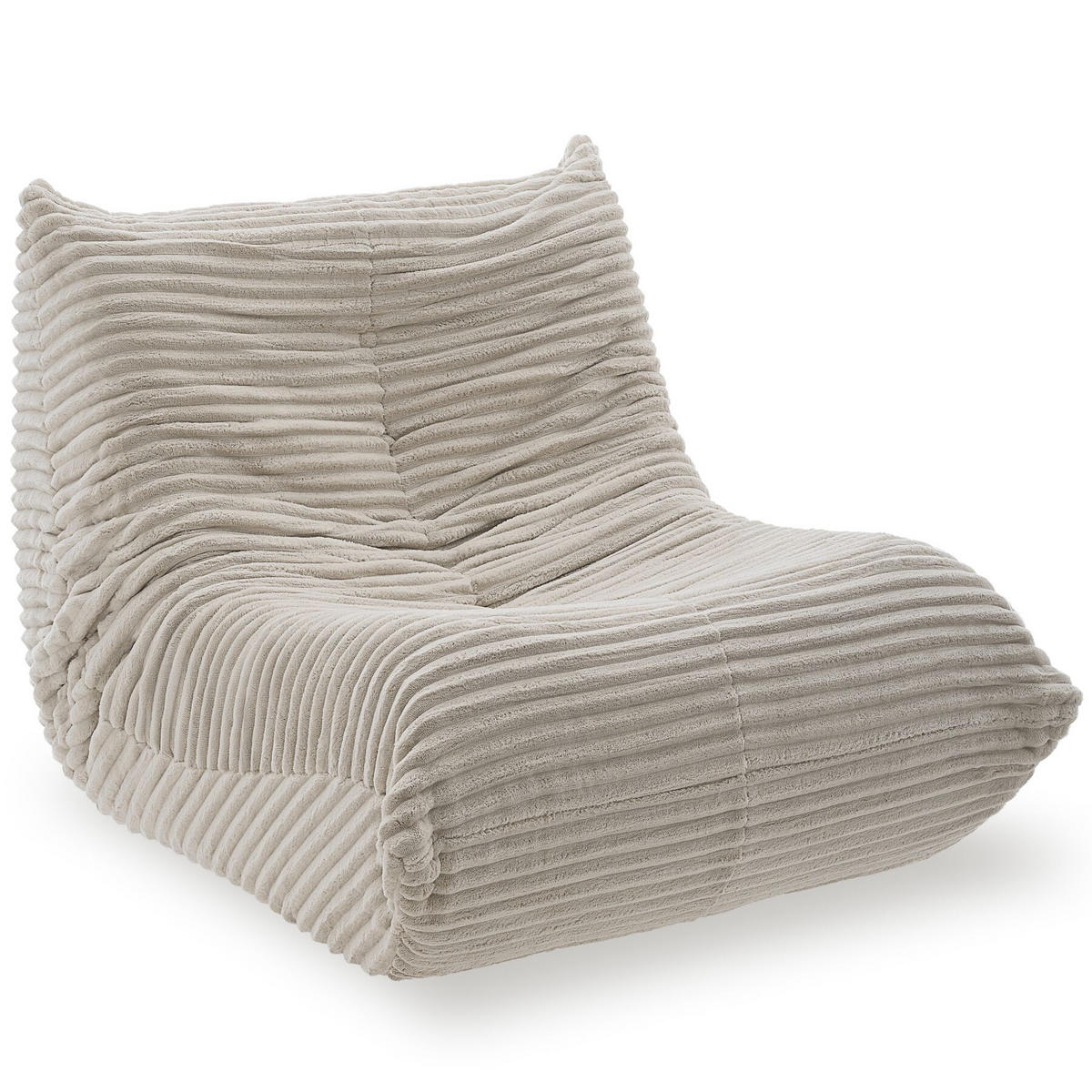 RELAXSESSEL Logo, 95 x 100 x 75 cm, Samtcord beige - Beige, Textil (95/75/100cm) - tectake