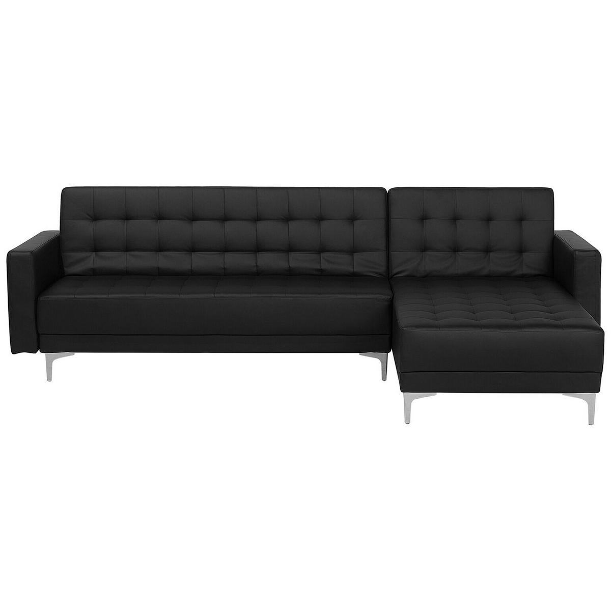 ECKSOFA Kunstleder Schwarz rechtsseitig Aberdeen - Schwarz, Textil (267/168cm) - Beliani