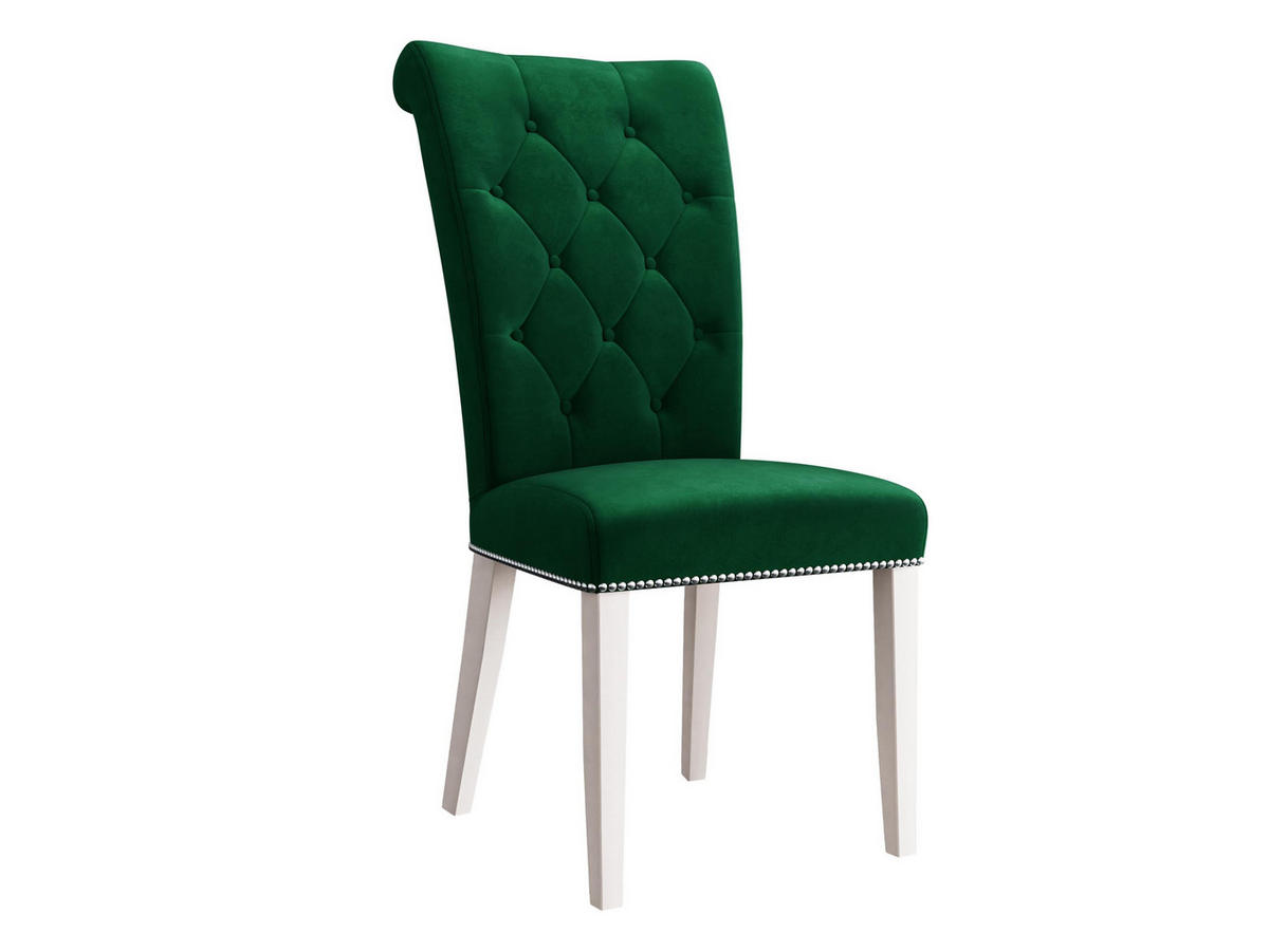 POLSTERSTUHL Christina, Holzfarbe: Weiß - Weiß/Grün, Holz/Textil (47/103/68cm) - MIRJAN24