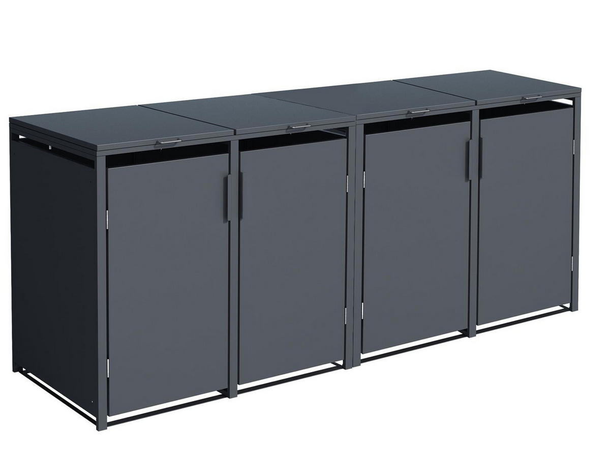 4ER Mülltonnenbox, 2x 2er Box für 4 Mülltonnen, 264x80x116cm, Stahl, anthrazit - Grau, Kunststoff (80/175/120cm)