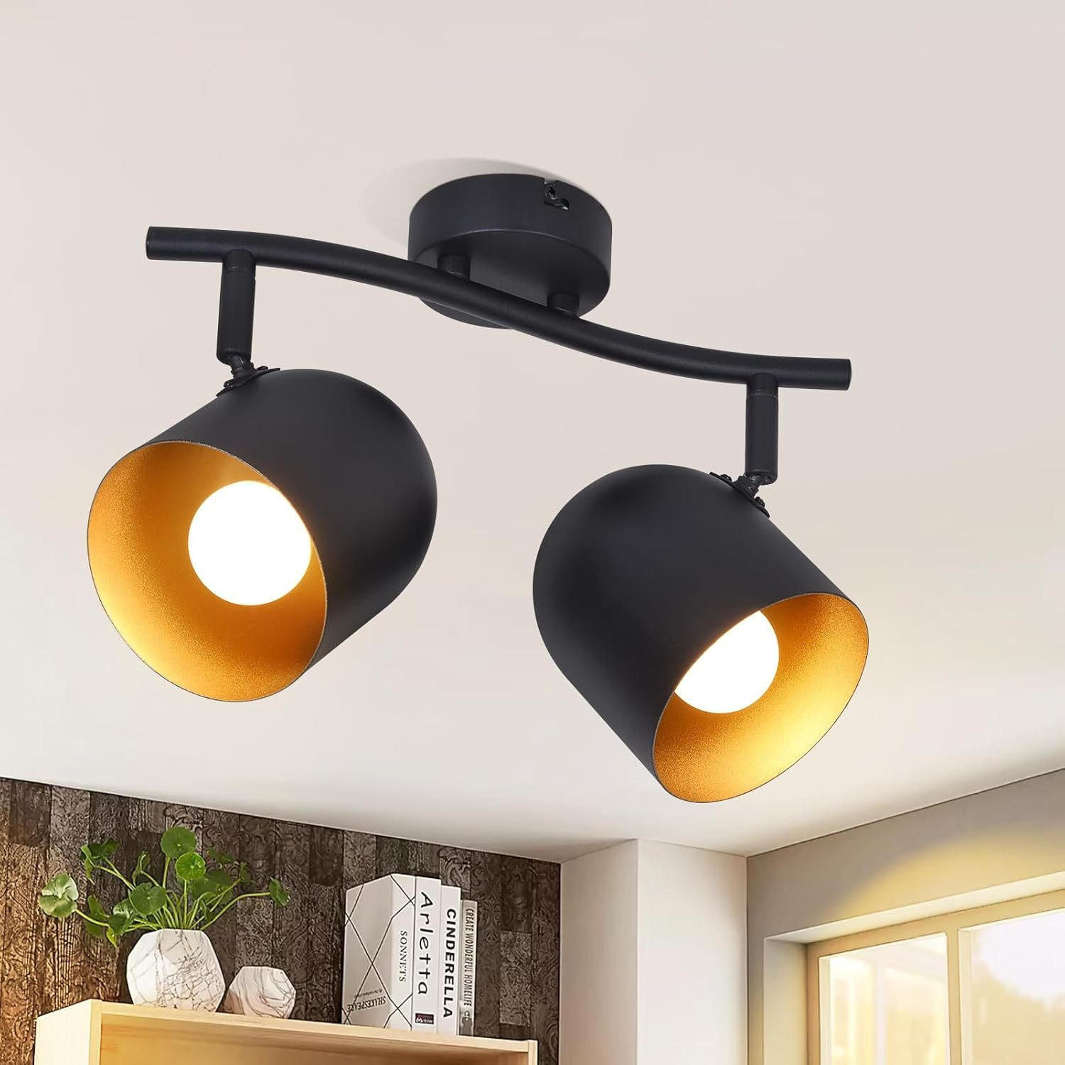 STRAHLER Gera 2-flammig 28/12/21 cm - Schwarz, Metall (28/12/21cm) - Nettlife