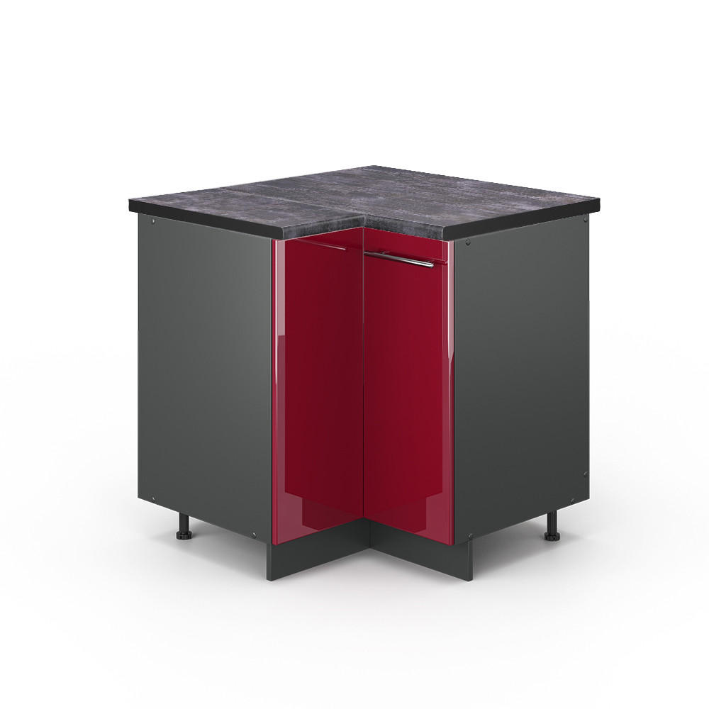 ECKUNTERSCHRANK Fame-Line Bordeaux Hochglanz 80.5 cm, AP Anthrazit - Bordeaux/Anthrazit, Holzwerkstoff (80.5/82/60cm) - Vicco