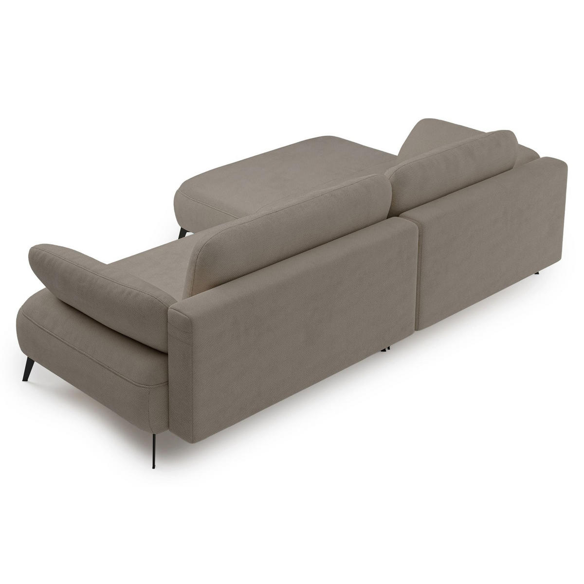 ECKSOFA Avolla Dunkelbeige links - Schwarz/Cappuccino, Textil/Metall (284/186cm) - Selsey