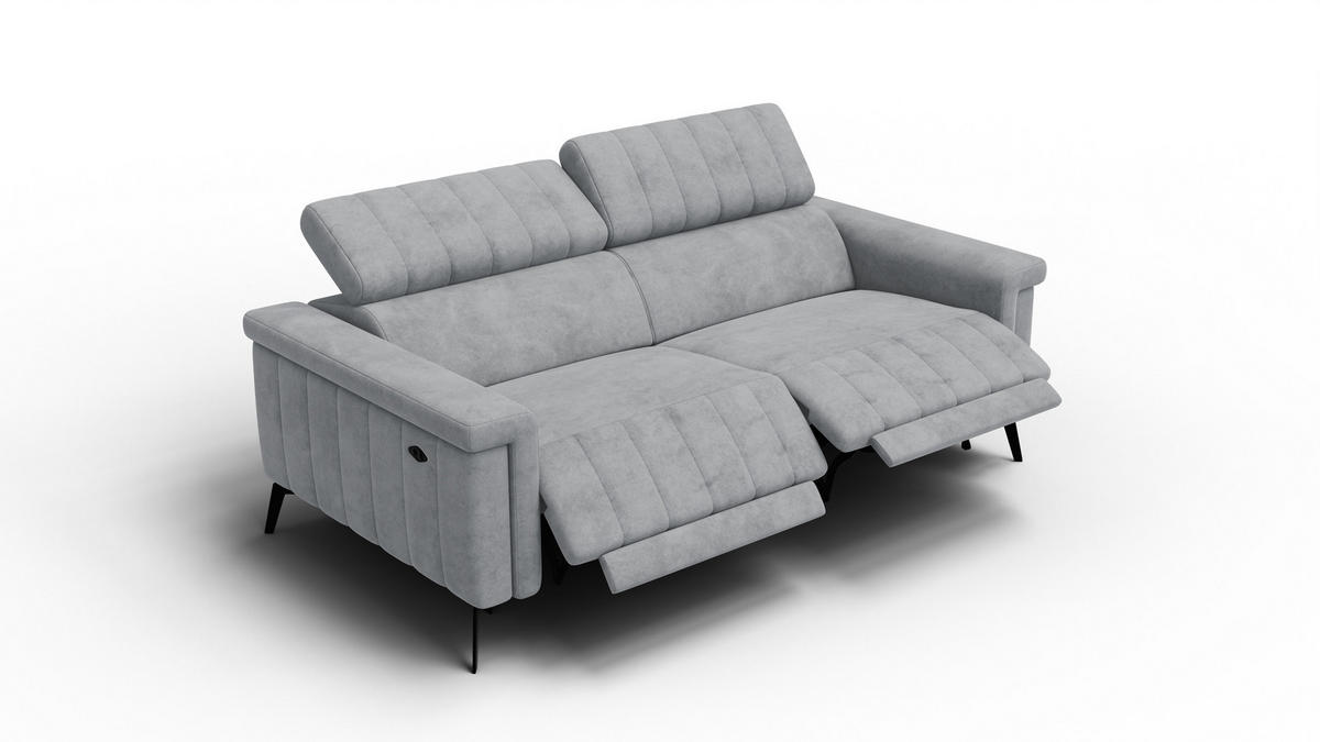 RELAXSOFA NORDEL 3-Sitzer, grau - Schwarz/Grau, Holz/Textil (194/80/105cm) - Courtois Laville
