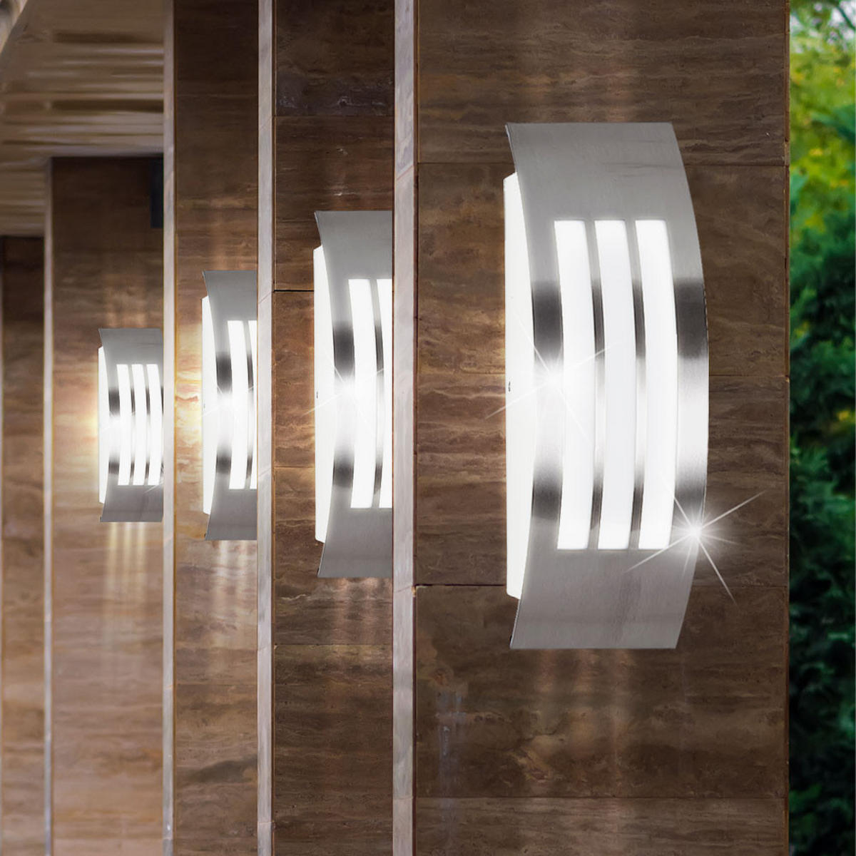 WANDLAMPE Metall Silber Kunststoff Weiß 4er Set - Silberfarben, Kunststoff (31.8/9/10cm)