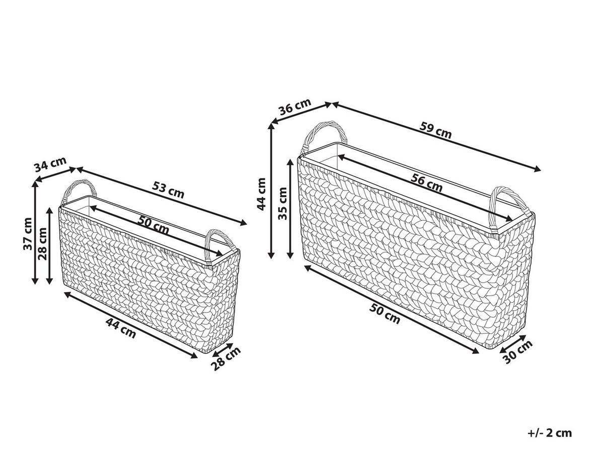 BLUMENKORB 2er-Set Rattan braun 59-50/53-44 cm Ormos - Braun, Kunststoff (44cm) - Beliani