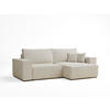 ECKSOFA MIT SCHLAFFUNKTION Zaya Creme Webstoff - Creme/Schwarz, Holz/Holzwerkstoff (255/148cm) - Maison de Reve