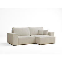 ECKSOFA MIT SCHLAFFUNKTION Zaya Creme Webstoff - Creme/Schwarz, Holz/Holzwerkstoff (255/148cm) - Maison de Reve