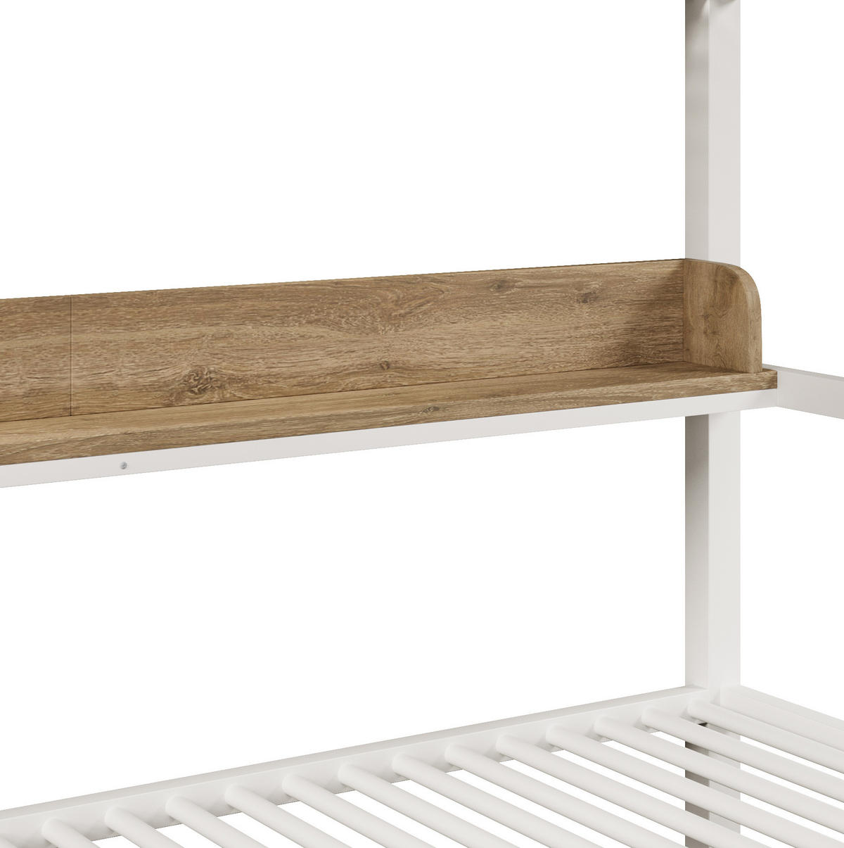 ETAGENBETT 140/200 cm aus Metall und MDF mit LED-Licht und Stauraum Weiß - Weiß, Holzwerkstoff (140/200cm) - Modenvie