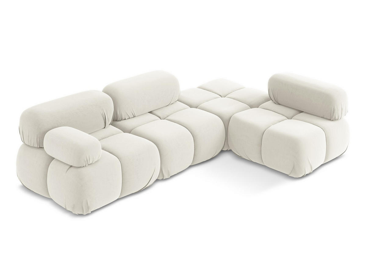 ECKSOFA Rechts Samt Stoff Beige - Beige/Creme, Kunststoff/Textil (285/190cm) - Makamii