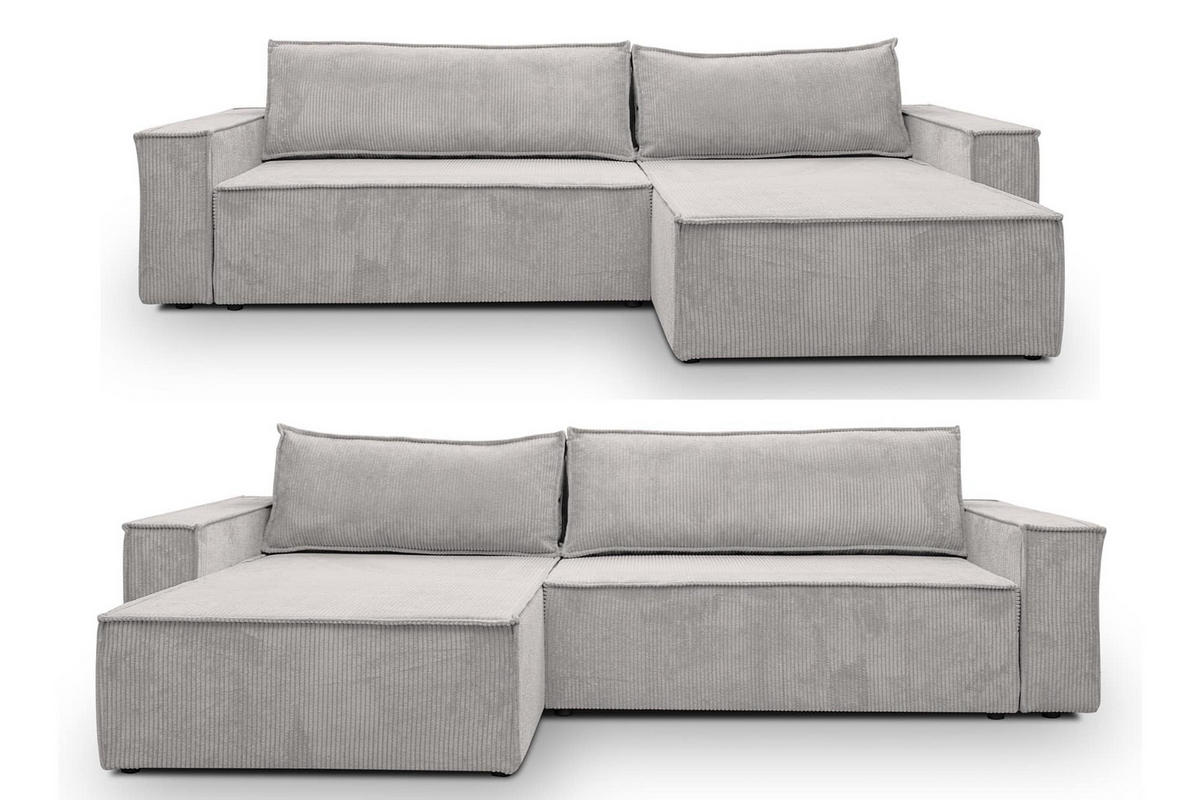 ECKSOFA HUGO XL Schlaffunktion und Bettkasten Cord-Stoff (Beige) - Beige, Textil (274/142cm) - VENASI MÖBEL