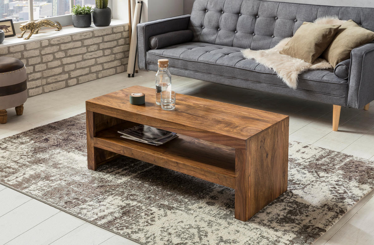 COUCHTISCH Sheesham Massivholz, Moderner Stil, 110x45x45 cm, Handgefertigt - Braun, Holz (45/110/45cm) - KADIMA DESIGN