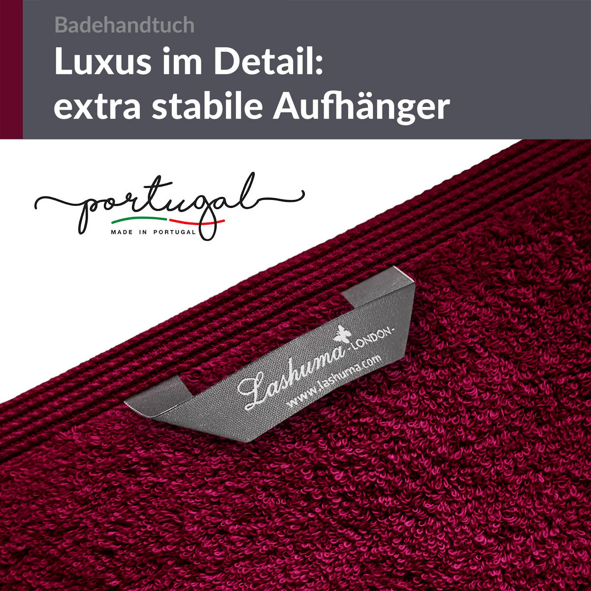BADETUCH London Kirsch Rot 2er Set 100x150 - Kirschrot, Textil (100/150cm) - Lashuma