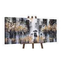 GEMÄLDE Goldener Abend auf Keilrahmen 115x50 cm - Schwarz, Holz (115/50cm) - YS-art gallery