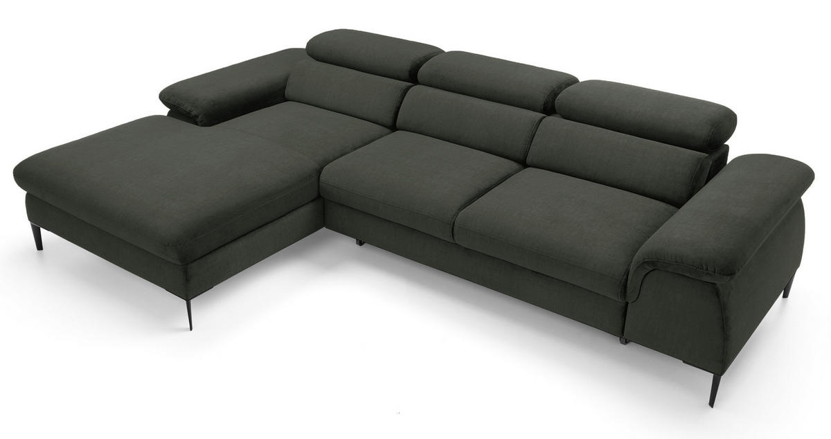 ECKSOFA L-Form 290 cm Amaro M mit Schlaffunktion, Links, Grün - Grün, Holz (288/182cm) - Emporius