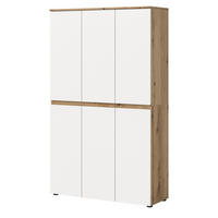 MEHRZWECKSCHRANK weiß, Evoke Eiche 105 x 175 cm, Stauraumschrank 6-türig mit 18 Fächern - Eichefarben/Schwarz, Holzwerkstoff/Kunststoff (105/175/37cm) - Inn.Furn