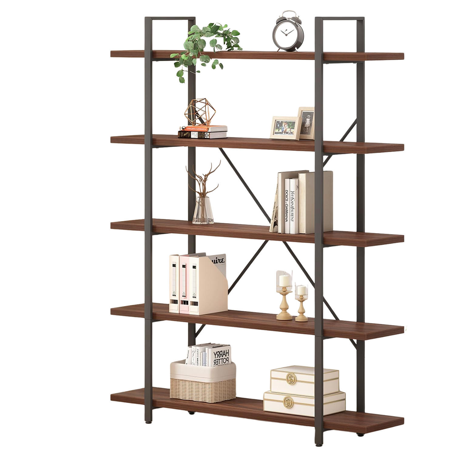 STANDREGAL Industrial Holzoptik Schwarz 120 x 32 x 177 cm Metall - Braun, Holzwerkstoff/Metall (120/177/32cm) - Quality Elegance
