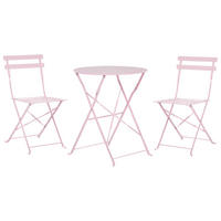 BALKONSET 2-Sitzer pastellrosa zusammenklappbar Fiori - Pink, Metall - Beliani