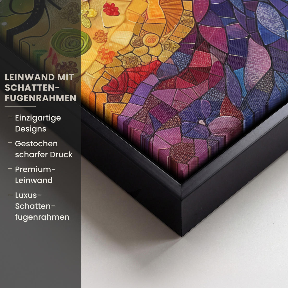 LEINWAND Bilder mit Rahmen - Kunst - Baum des Lebens - Blumen - Hippie - 30x40 - Dunkelblau, Textil (30/40cm) - MuchoWow
