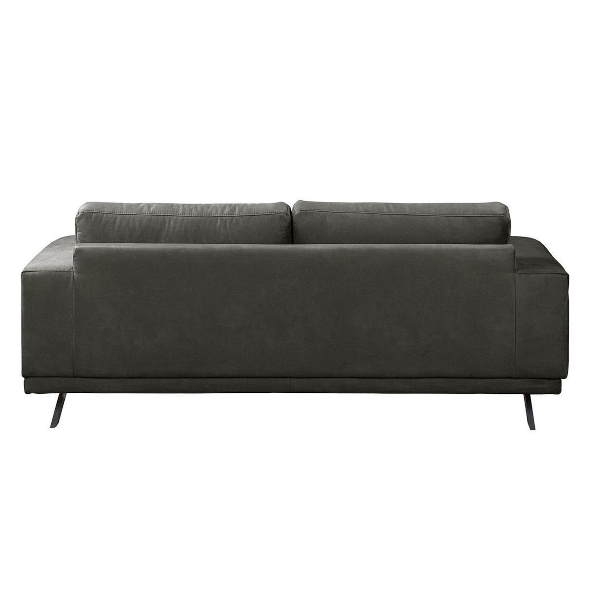 2-SITZER SOFA - Antiklederlook - Dunkelgrau, Textil (196/81/89cm) - home24
