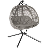 HÄNGESESSEL FÜR 2 PERSONEN DE-07052 klappbarer Sitzkorb, großes Kissen Sand - Sandfarben, Textil/Metall (103/172/130cm) - ComfortXL