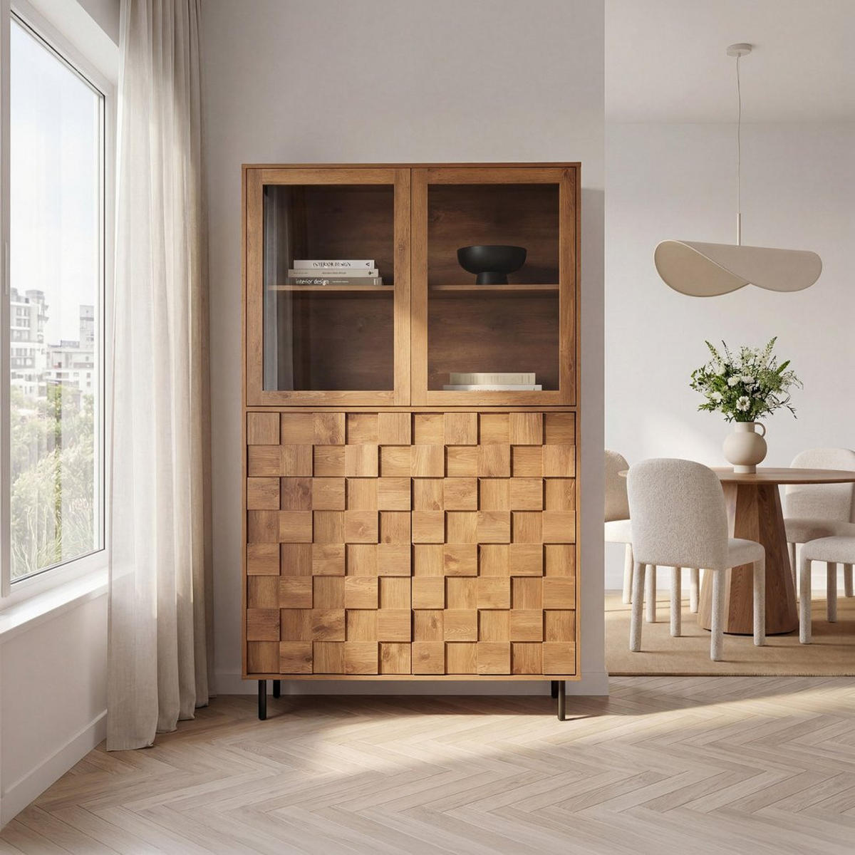 VITRINE Ivar Natürlich 108 cm x 180 cm - Naturfarben, Holzwerkstoff (108/180/40cm) - Klast Home