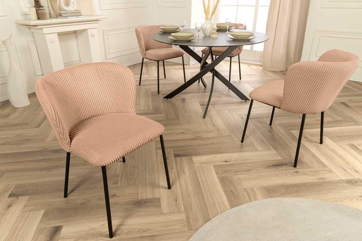 STUHL LYON Cord Rosa 75 cm - Schwarz/Rosa, Textil/Metall (54/75/58cm) - riess-ambiente