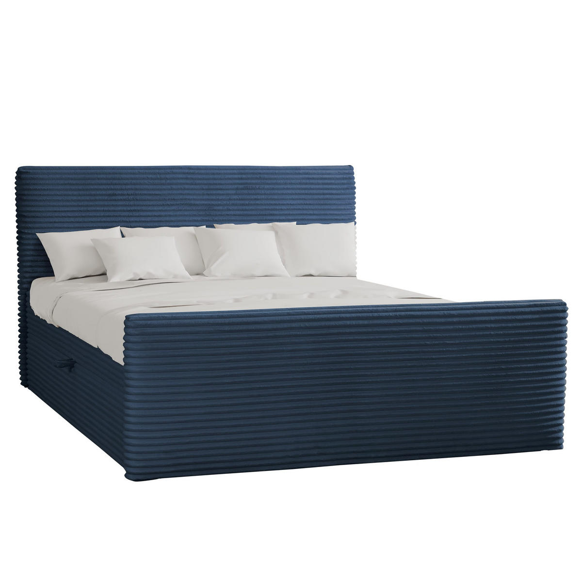 BOXBETT Mit Bettkasten Und Topper TRENTO Stoff Plüsch Cord 120x200 cm Dunkelblau H3-Bonell - Dunkelblau, Holz/Textil (120/200cm) - Kaiser Möbel