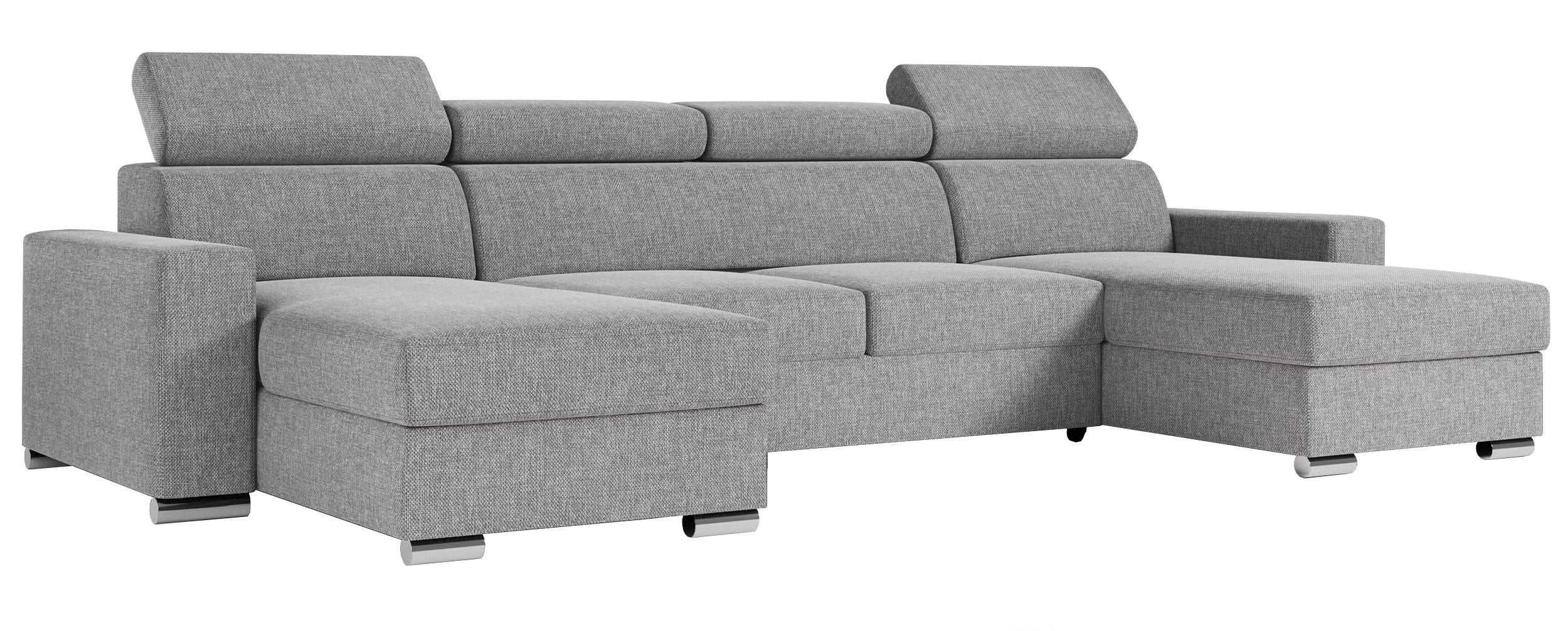 WOHNLANDSCHAFT FOX U Hellgrau - Velvet - Silberfarben/Hellgrau, Kunststoff/Textil (306/98/168cm) - MKS