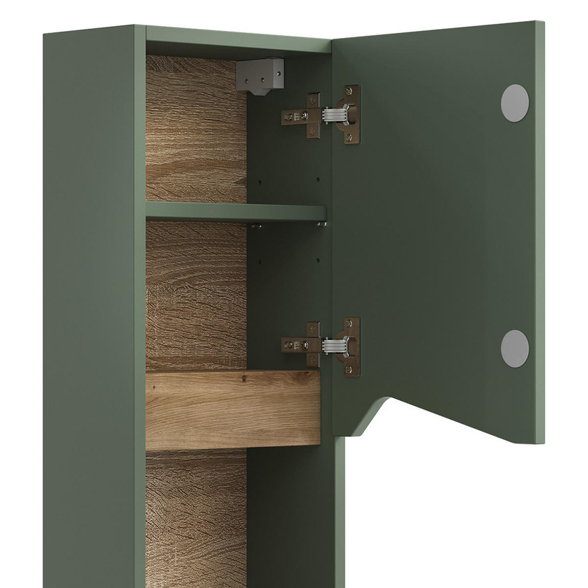 BADSCHRANK Marelle Grün/Artisan 30 x 67 cm mit Tür und offenem Fach - Grün, Holzwerkstoff (30/67/17cm) - Vicco