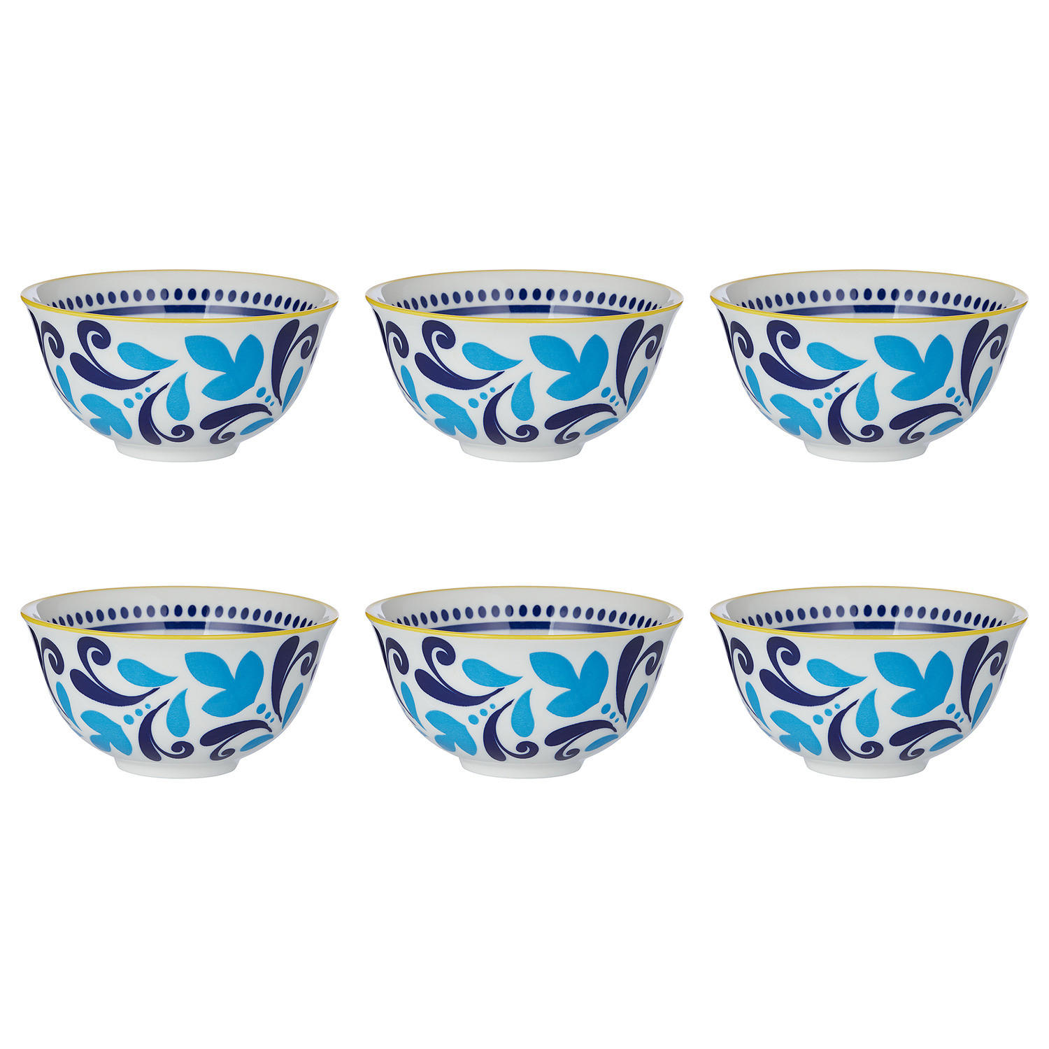 SCHALEN 6er-Set Ornaments 240 ml - Blau/Gelb, Keramik (11/11/5cm) - Butlers
