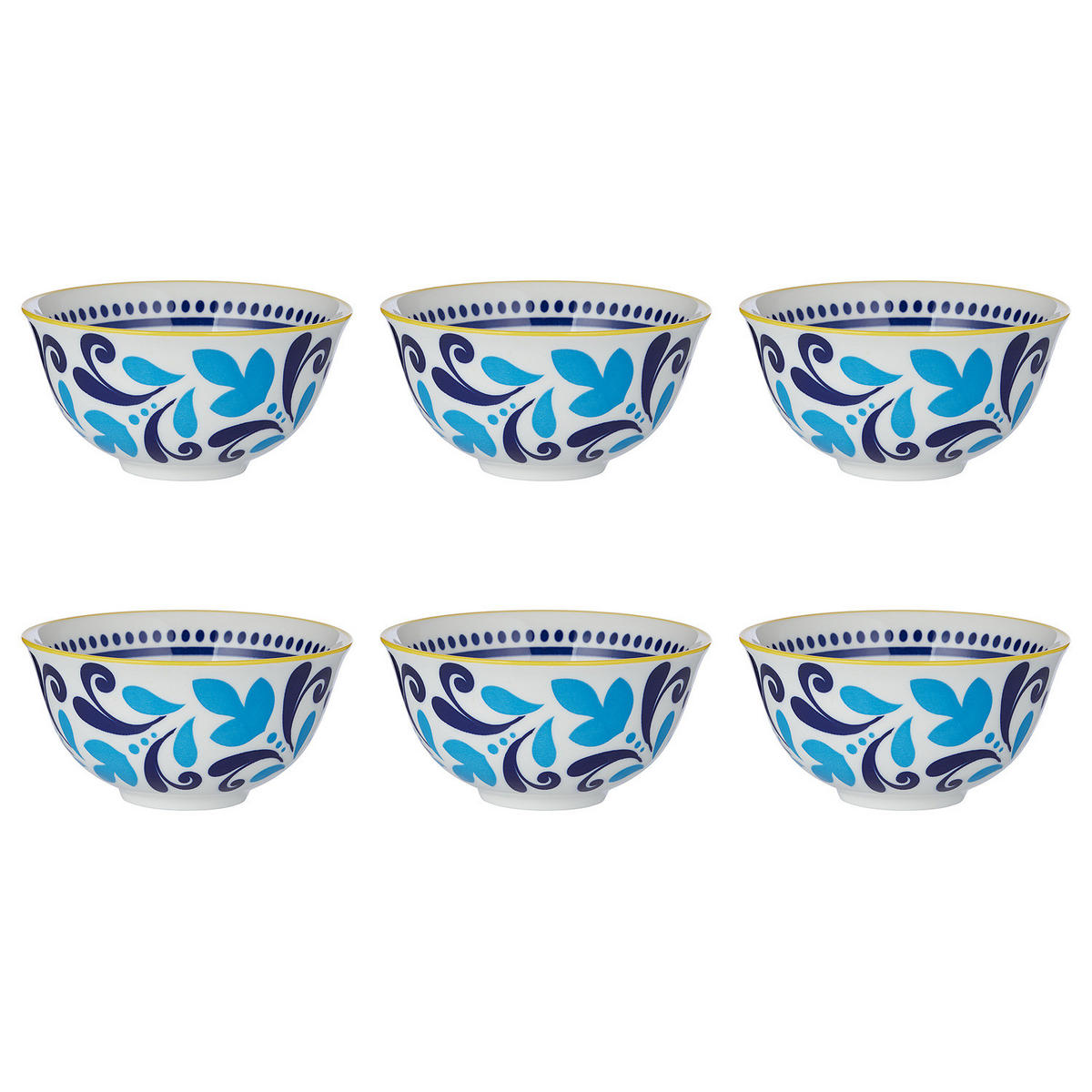 SCHALEN 6er-Set Ornaments 240 ml - Blau/Gelb, Keramik (11/11/5cm) - Butlers