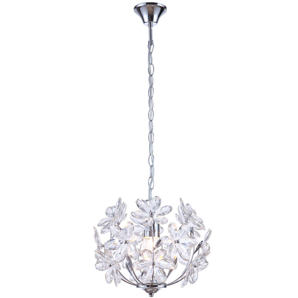 LED HÄNGELEUCHTE Chrom Klar Blüten Design - Klar, Metall (34/34/87cm) - Globo Lighting