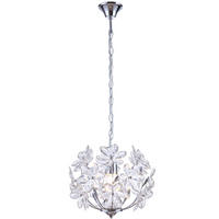 LED HÄNGELEUCHTE Chrom Klar Blüten Design - Klar, Metall (34/34/87cm) - Globo Lighting