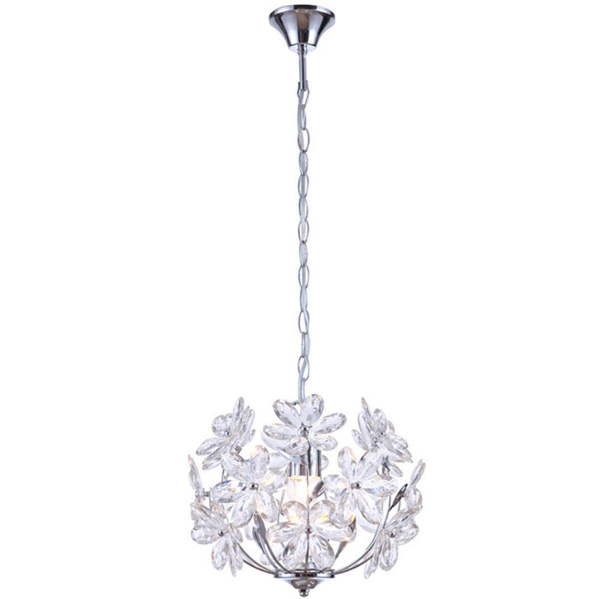 LED HÄNGELEUCHTE Chrom Klar Blüten Design - Klar, Metall (34/34/87cm) - Globo Lighting