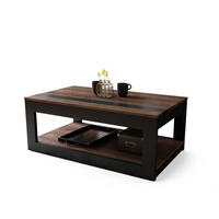 COUCHTISCH rechteckig Eiche dunkel Schwarz matt aufklappbar - Schwarz/Braun, Holzwerkstoff (66/112/45cm) - designimpex