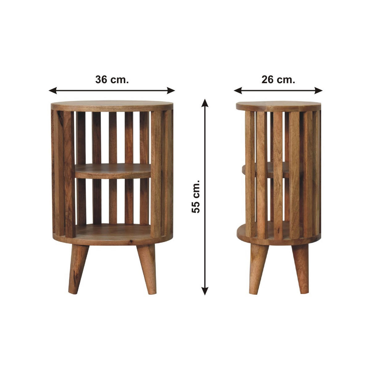 NACHTTISCH mit 2 Fächern - Eichefarben/Messingfarben, Holz/Metall (36/55/26cm) - Artisan Furniture