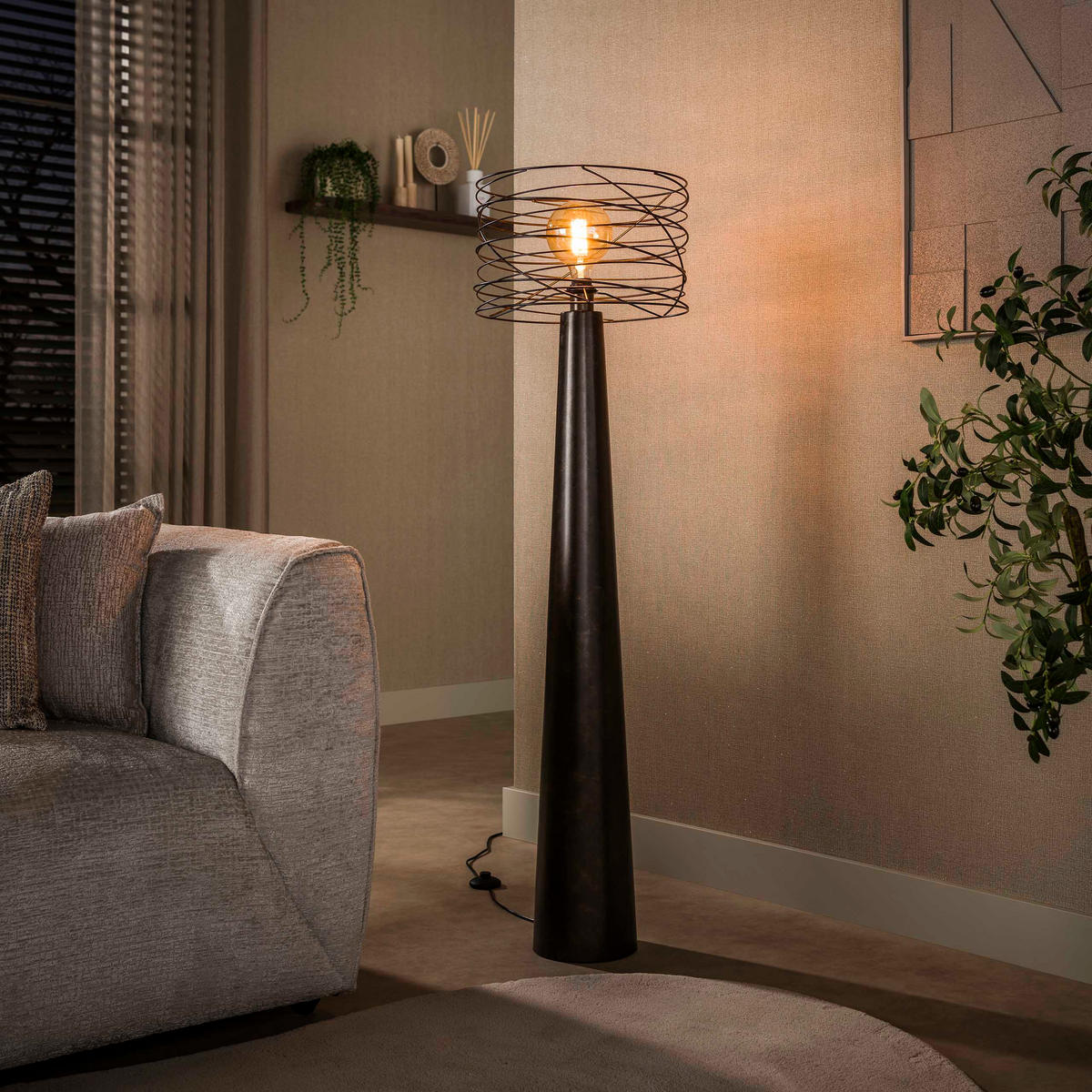 STEHLEUCHTE Curl Braun 40/40/145 cm - Braun, Metall (40/40/145cm) - Hoyz Collection