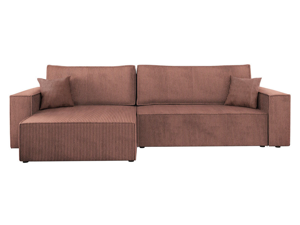 ECKSOFA Karl Cord Maxi - Schwarz/Rosa, Holz/Kunststoff (272/145cm) - MIRJAN24