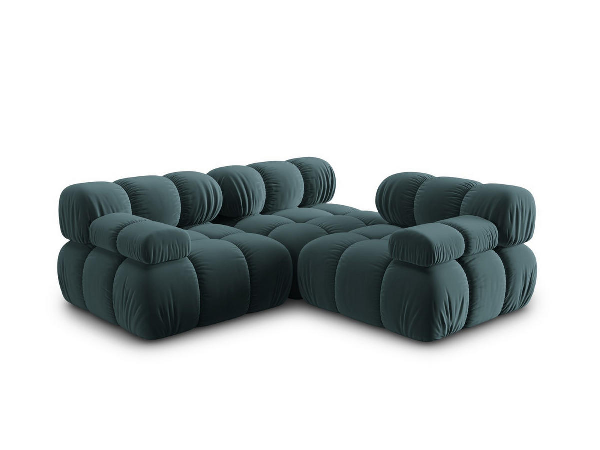 MODULARES-SOFA Bellis aus Samt petrol 3 Sitzplätze - Petrol, Textil (94/63/282cm) - Micadoni