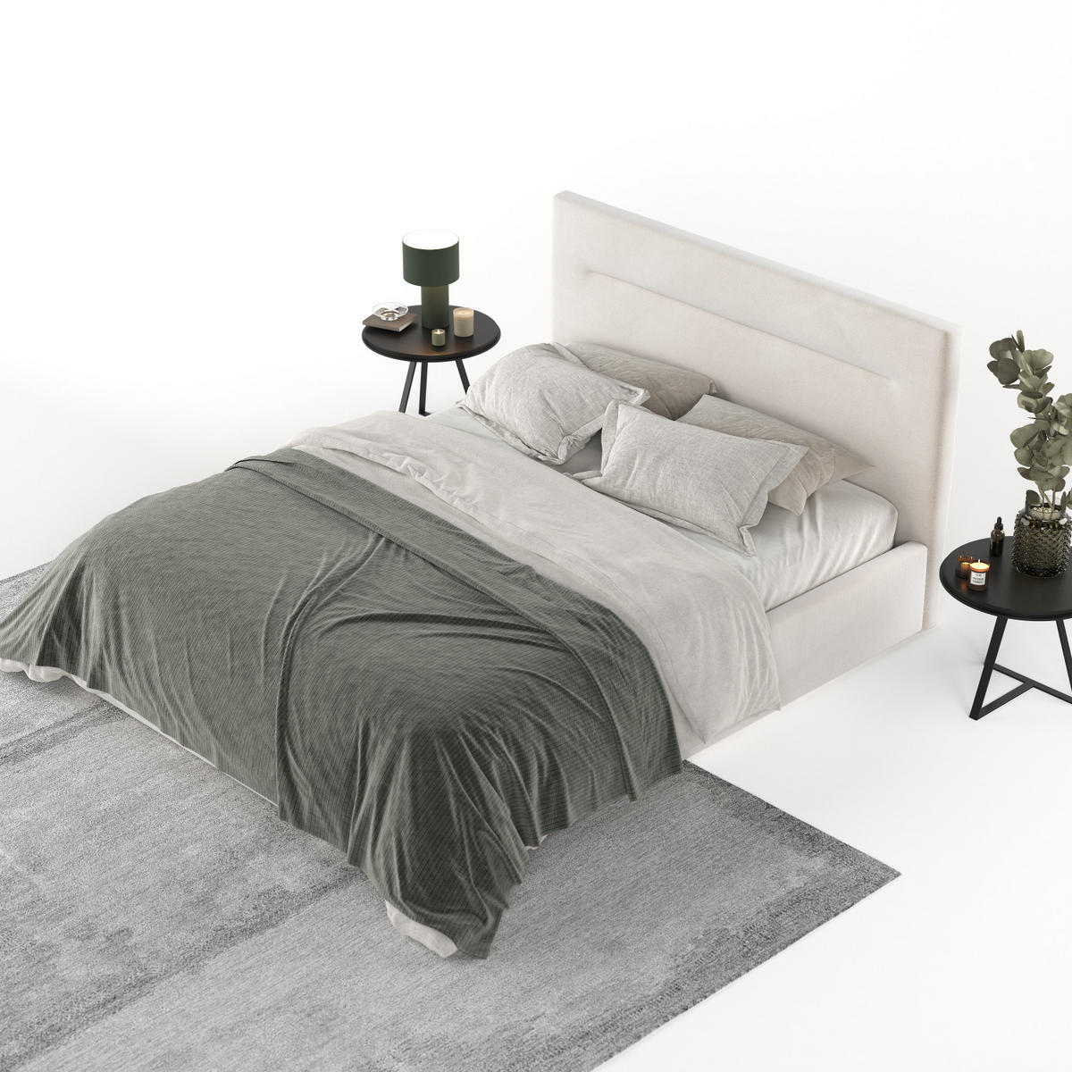 POLSTERBETT Liline 180/200 cm Creme im Paros Stoff - Creme/Schwarz, Holz/Holzwerkstoff (180/200cm) - AltaBeds