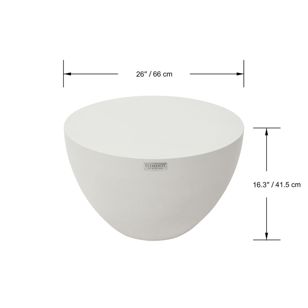 COUCHTISCH CHRONOS Rund Klein aus Beton 66 x 66 x 41 cm - Creme, Naturmaterialien (66/66/41cm) - Elementi