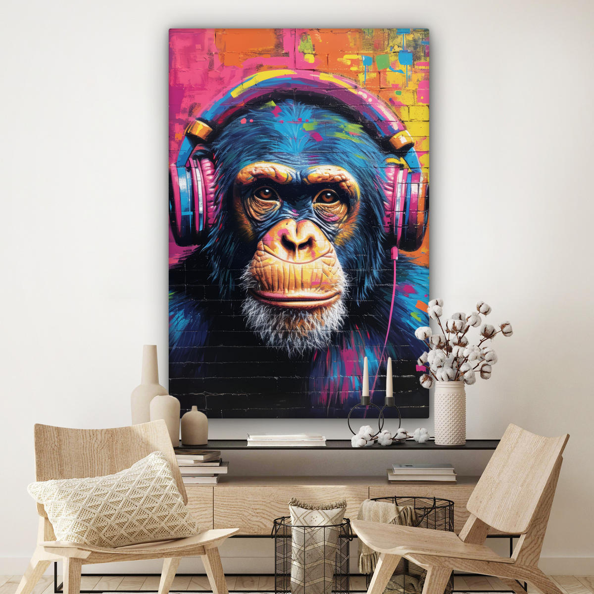 SLIKA NA PLATNU Grafiti 90x140 cm - modra, tekstil (90/140cm) - MuchoWow