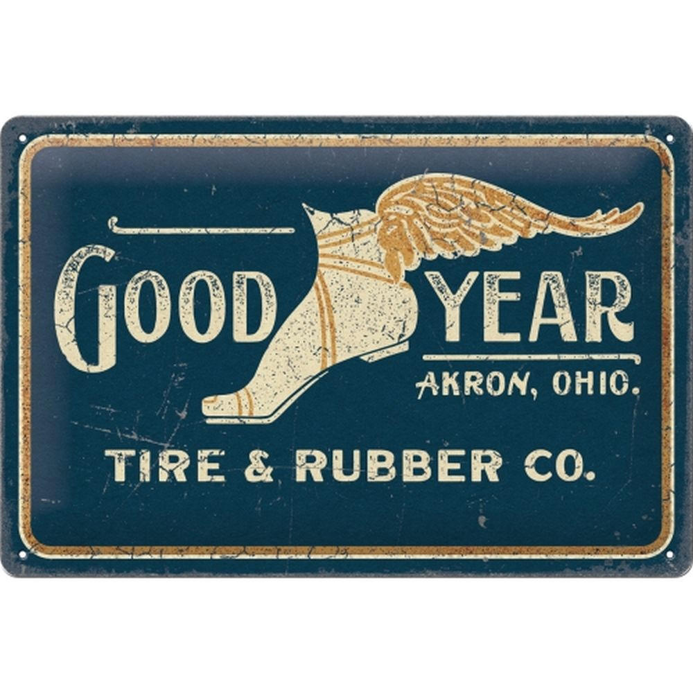 BLECHSCHILD 20/30 cm Goodyear Wing Foot Logo 1901 - Multicolor, Metall (30/20/0.2cm) - Nostalgic-Art